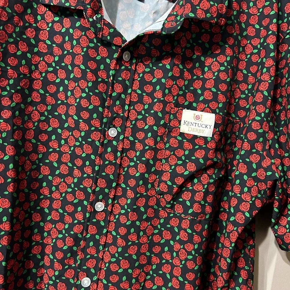 JK Collection by Old Smoke KY Derby rose 🌹 Button up short sleeve made by Brist